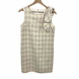 Thread Social Ivory Houndstooth Bow Shoulder Dress